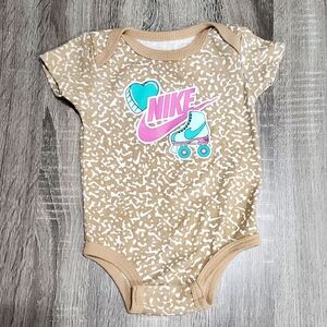 Nike Tan Animal Print With Cute Logo Infant Baby Onesie (0-6M)